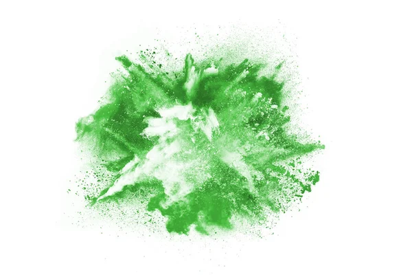 Explosão Verde Fundo Branco Nuvem Colorida Poeira Colorida Explode Pintura — Fotografia de Stock