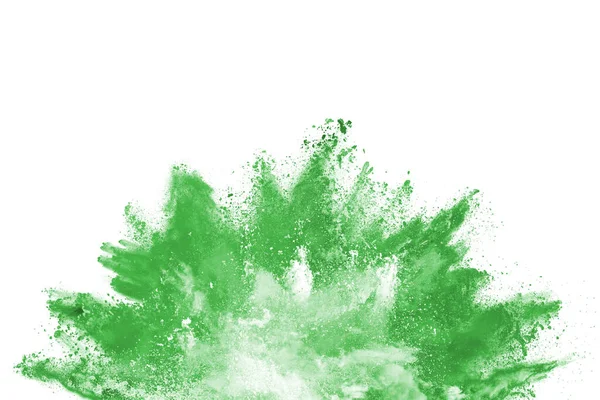Zöld Por Robbanás Fehér Háttérrel Színes Felhő Színes Por Robban — Stock Fotó