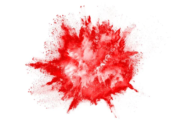 Bevriezen Beweging Van Rood Poeder Exploderen Geïsoleerd Witte Achtergrond Abstract — Stockfoto