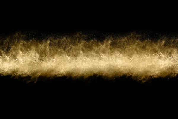 黑色背景下的金色粉末爆炸冻结动议 — 图库照片