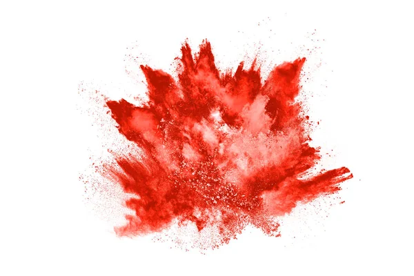 Congelar Movimento Vermelho Explodindo Isolado Fundo Branco Design Abstrato Nuvem — Fotografia de Stock