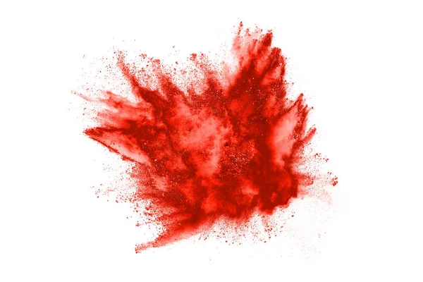 Bevriezen Beweging Van Rood Poeder Exploderen Geïsoleerd Witte Achtergrond Abstract — Stockfoto