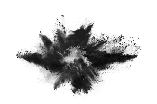 Particles Charcoal White Background Abstract Powder Splatted White Background Freeze — Stock Photo, Image