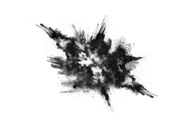 Particles Charcoal White Background Abstract Powder Splatted White Background Freeze — Stock Photo, Image