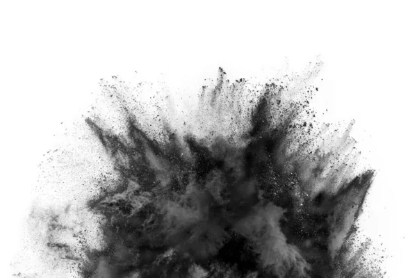 Particles Charcoal White Background Abstract Powder Splatted White Background Freeze — Stock Photo, Image