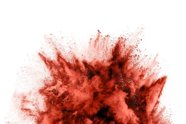Beyaz arka planda kahverengi renkli toz patlaması. Renkli bulut. Renkli toz patlar. Boya Holi.