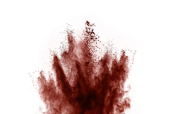 白色の背景に茶色の粉体爆発 雲の色 カラフルな塵が爆発する ペイント — ストック写真