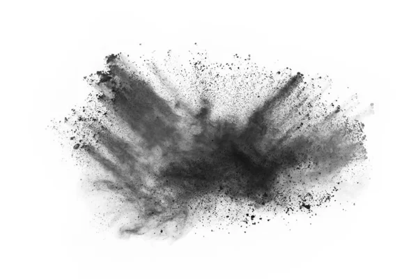 Particles Charcoal White Background Abstract Powder Splatted White Background Freeze — Stock Photo, Image