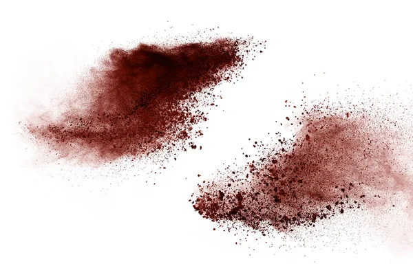 Colore Marrone Esplosione Polvere Sfondo Bianco Nuvola Colorata Polvere Colorata — Foto Stock