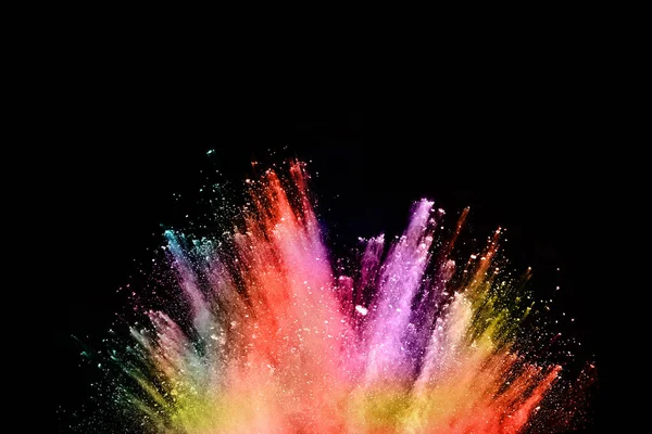 Explosion Poussière Couleur Abstraite Sur Fond Noir Poudre Abstraite Éclaboussé — Photo