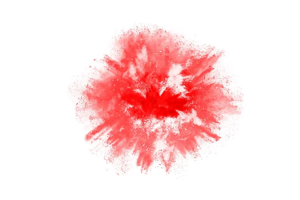 Freeze Motion Red Powder Exploding Isolated White Background Abstract Design — Stock Photo, Image