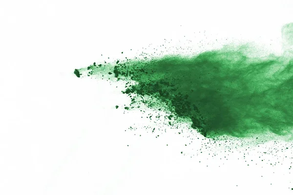 Green Powder Explosion White Background Colored Cloud Colorful Dust Explode — Stock Photo, Image