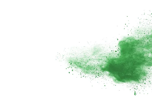 Explosão Verde Fundo Branco Nuvem Colorida Poeira Colorida Explode Pintura — Fotografia de Stock