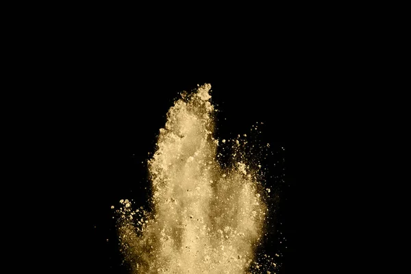 Goldene Pulverexplosion Auf Schwarzem Hintergrund Gefrierbewegung — Stockfoto