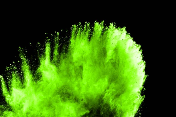 Explosión Polvo Verde Sobre Fondo Negro Nube Colores Polvo Colorido — Foto de Stock