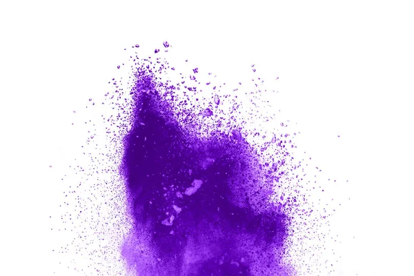 Фиолетовый Взрыв Порошка Белом Фоне Цветное Облако Разноцветная Пыль Взрывается — стоковое фото
