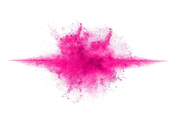 粉红粉末抛撒背景 彩粉爆炸 抛掷的冻结运动 白色背景上的彩光纹理 — 图库照片