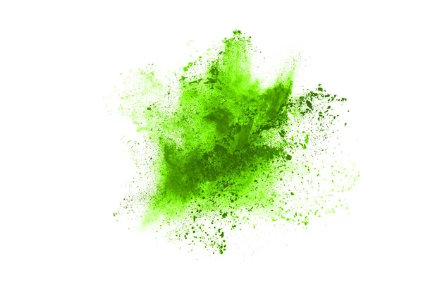 Polvo Abstracto Salpicado Fondo Congelar Movimiento Polvo Verde Explotando Arrojando —  Fotos de Stock