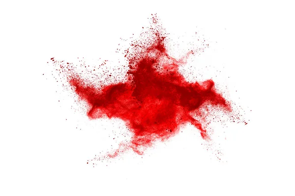 Bevriezen Beweging Van Rood Poeder Exploderen Geïsoleerd Witte Achtergrond Abstract — Stockfoto