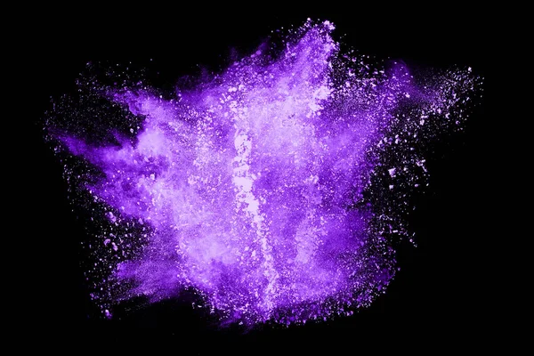 Фиолетовый Взрыв Пороха Черном Фоне Цветное Облако Разноцветная Пыль Взрывается — стоковое фото