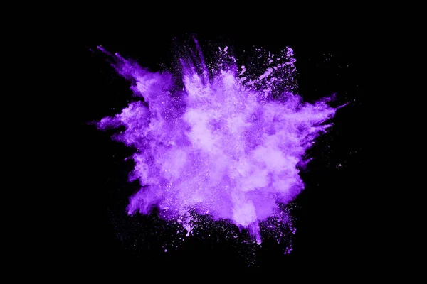 Purple Powder Explosion Black Background Colored Cloud Colorful Dust Explode — Stock Photo, Image