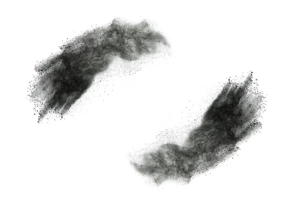 Particles Charcoal White Background Abstract Powder Splatted White Background Freeze — Stock Photo, Image