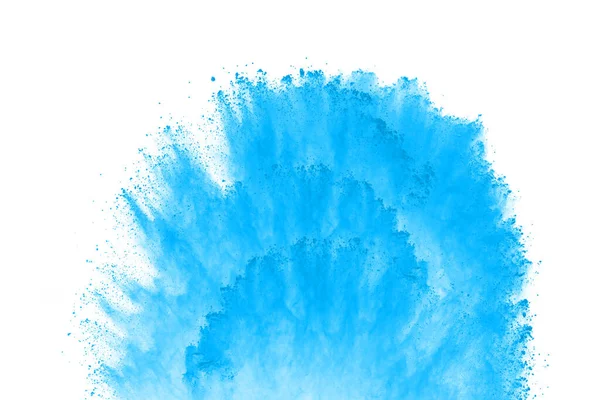 Blue Color Powder Explosion White Background Colored Cloud Colorful Dust — Stock Photo, Image