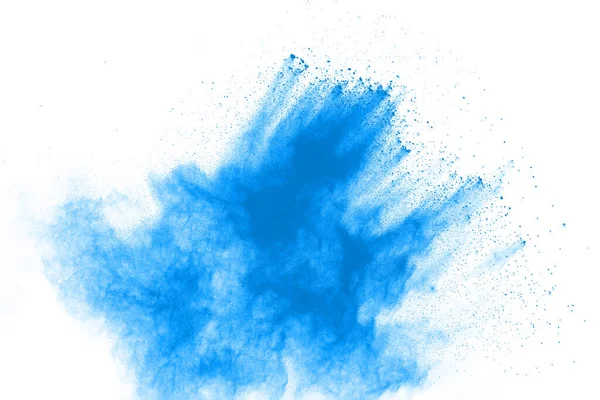 Μπλε Χρώμα Σκόνη Έκρηξη Λευκό Φόντο Χρωματιστό Σύννεφο Πολύχρωμη Σκόνη — Φωτογραφία Αρχείου