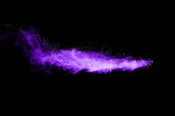 Explosão Roxo Fundo Preto Nuvem Colorida Poeira Colorida Explode Pintura — Fotografia de Stock