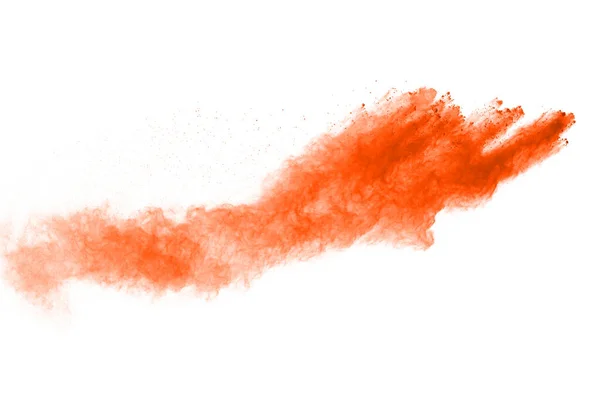 Abstract Oranje Poeder Splatted Achtergrond Freeze Beweging Van Kleur Poeder — Stockfoto