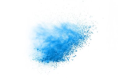 Beyaz arka planda kahverengi renkli toz patlaması. Renkli bulut. Renkli toz patlar. Boya Holi.