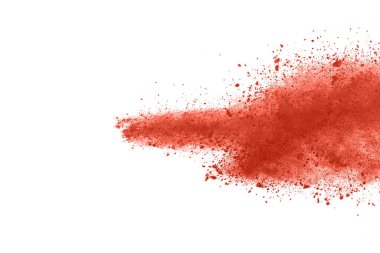 Beyaz arka planda kahverengi renkli toz patlaması. Renkli bulut. Renkli toz patlar. Boya Holi.