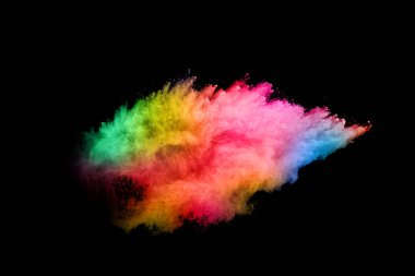 abstract colored dust explosion on a black background.abstract powder splatted background,Freeze motion of color powder exploding/throwing color powder, multicolored glitter texture. clipart