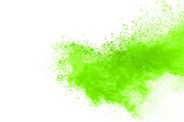 Zelený Prášek Výbuch Izolované Bílém Pozadí — Stock fotografie