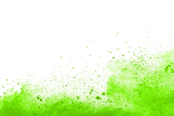 Groen Poeder Explosie Geïsoleerd Witte Achtergrond — Stockfoto