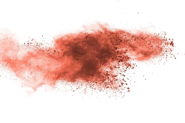 Brown Color Powder Explosion White Background Colored Cloud Colorful Dust — Stock Photo, Image