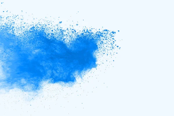 Explosão Cor Azul Fundo Branco Nuvem Colorida Poeira Colorida Explode — Fotografia de Stock