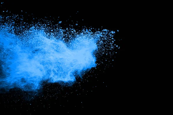 Blue Powder Explosion Black Background Colored Cloud Colorful Dust Explode — Stock Photo, Image