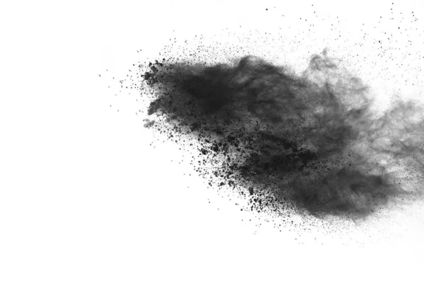 Particles Charcoal White Background Abstract Powder Splatted White Background Freeze — Stock Photo, Image