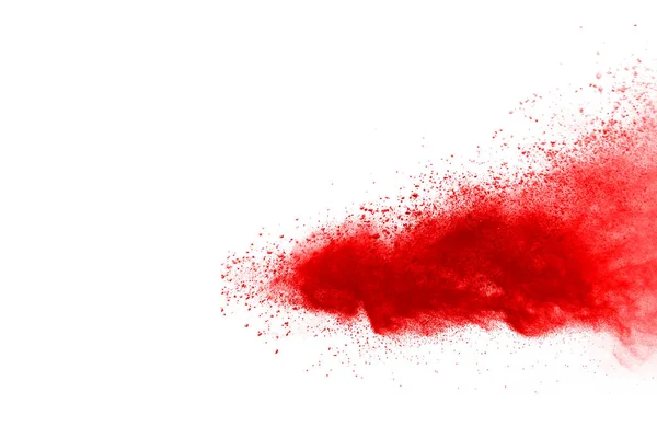 Заморожувати Рух Червоного Порошку Вибухає Ізольовано Білому Тлі Абстрактний Дизайн — стокове фото