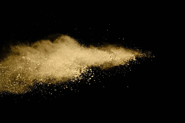 Goldene Pulverexplosion Auf Schwarzem Hintergrund Gefrierbewegung — Stockfoto