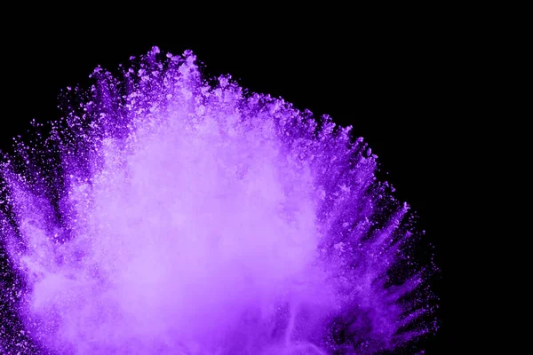 Explosion Poudre Violette Sur Fond Noir Nuage Coloré Poussière Colorée — Photo