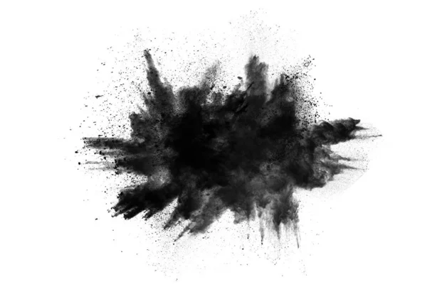 Particles Charcoal White Background Abstract Powder Splatted White Background Freeze — Stock Photo, Image