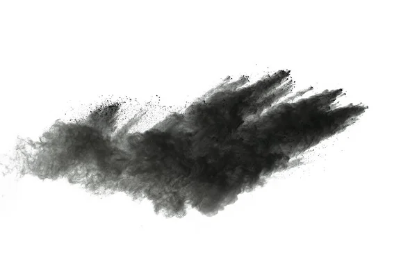 Particles Charcoal White Background Abstract Powder Splatted White Background Freeze — Stock Photo, Image