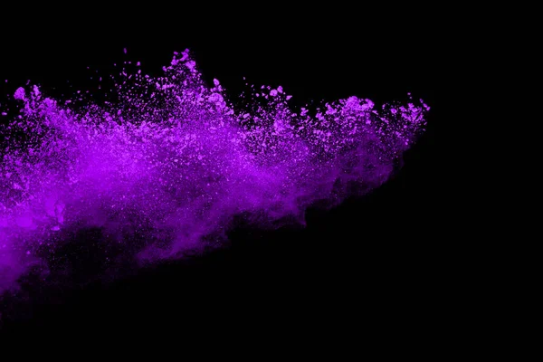 Explosión Polvo Púrpura Sobre Fondo Negro Nube Colores Polvo Colorido — Foto de Stock