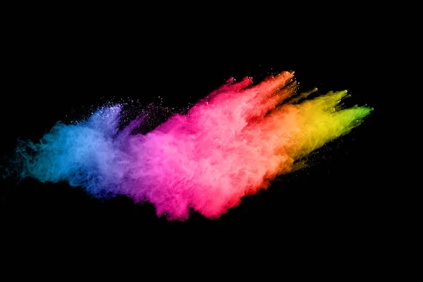 Абстрактный Взрыв Цветной Пыли Черном Фоне Абстрактный Порошок Брызги Фона — стоковое фото