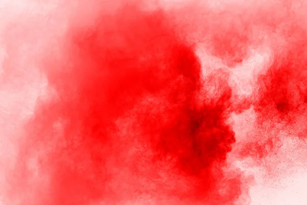 Freeze Motion Red Powder Exploding Isolated White Background Abstract Design — Stock Photo, Image