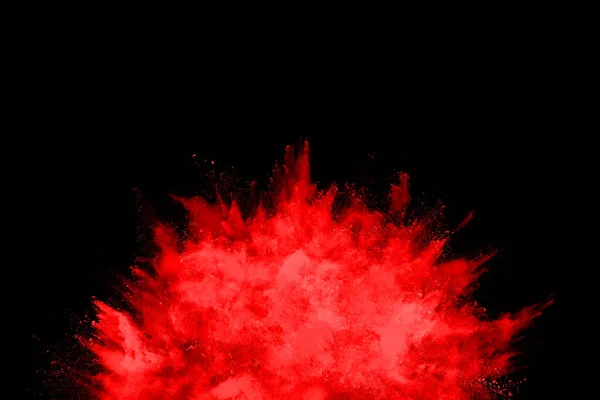 Абстрактний Червоний Порошок Вибух Чорному Тлі Абстрактний Червоний Порошок Розбитий — стокове фото