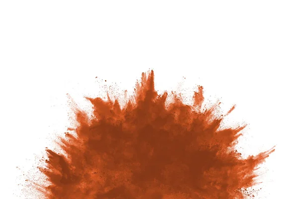 Brązowy Kolor Proszek Eksplozji Białym Tle Kolorowa Chmura Kolorowy Pył — Zdjęcie stockowe