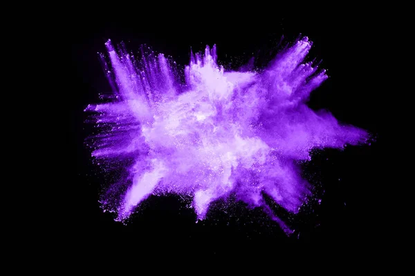 Фиолетовый Взрыв Пороха Черном Фоне Цветное Облако Разноцветная Пыль Взрывается — стоковое фото